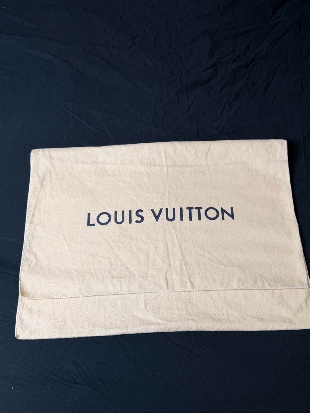 Louis Vuitton Beige Dust Bag with Navy Logo